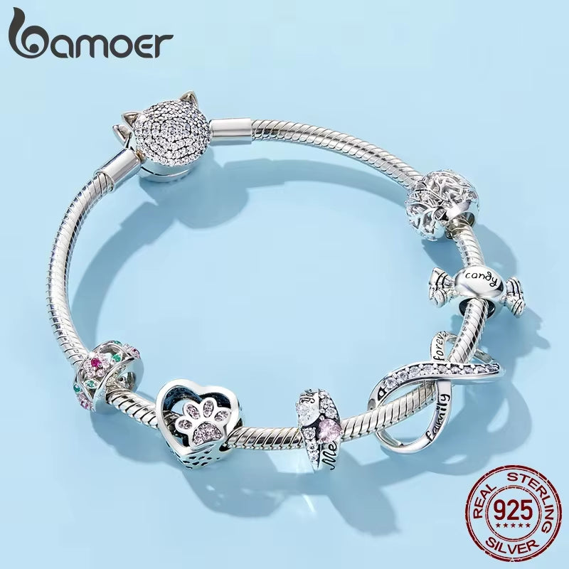 925 Silver Charm Collection 925 Sterling Silver Dazzling CZ Beads Fit Bracelets & Bangles Fine Jewelry BSC039