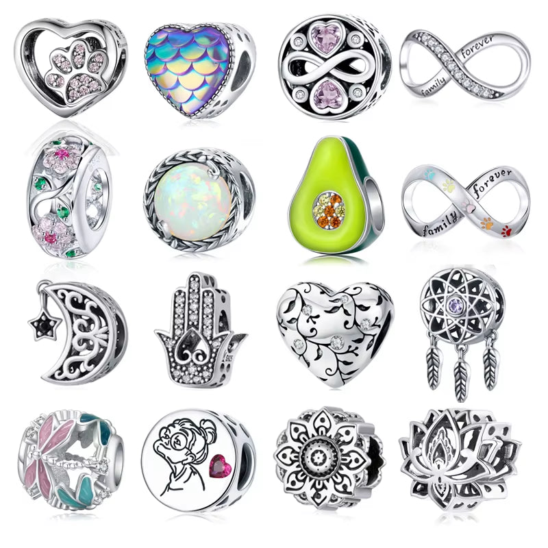 925 Silver Charm Collection 925 Sterling Silver Dazzling CZ Beads Fit Bracelets & Bangles Fine Jewelry BSC039