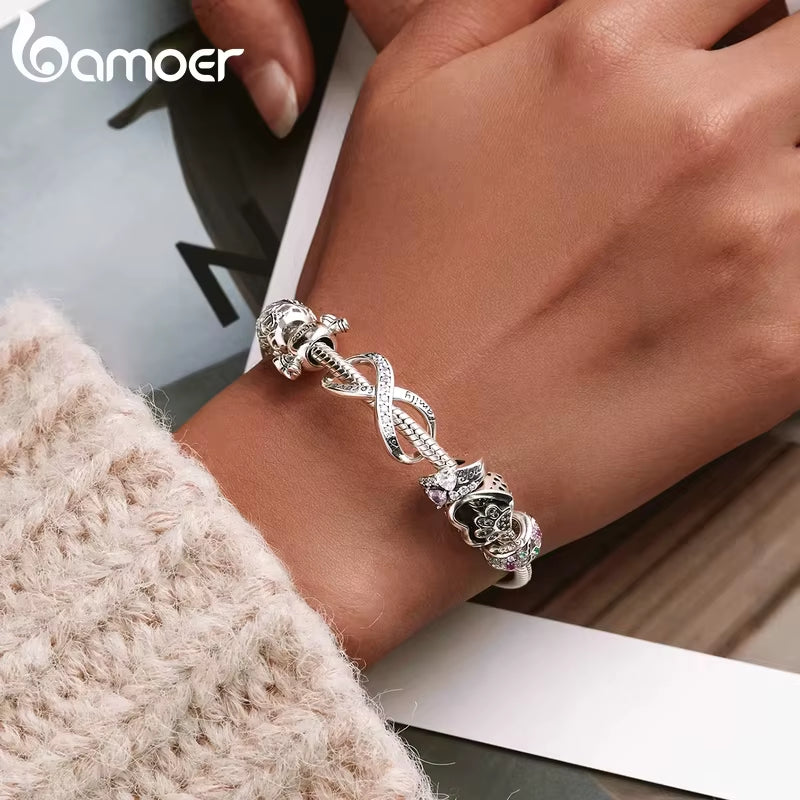 925 Silver Charm Collection 925 Sterling Silver Dazzling CZ Beads Fit Bracelets & Bangles Fine Jewelry BSC039